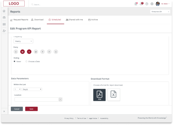Report Center Schedule Download Format