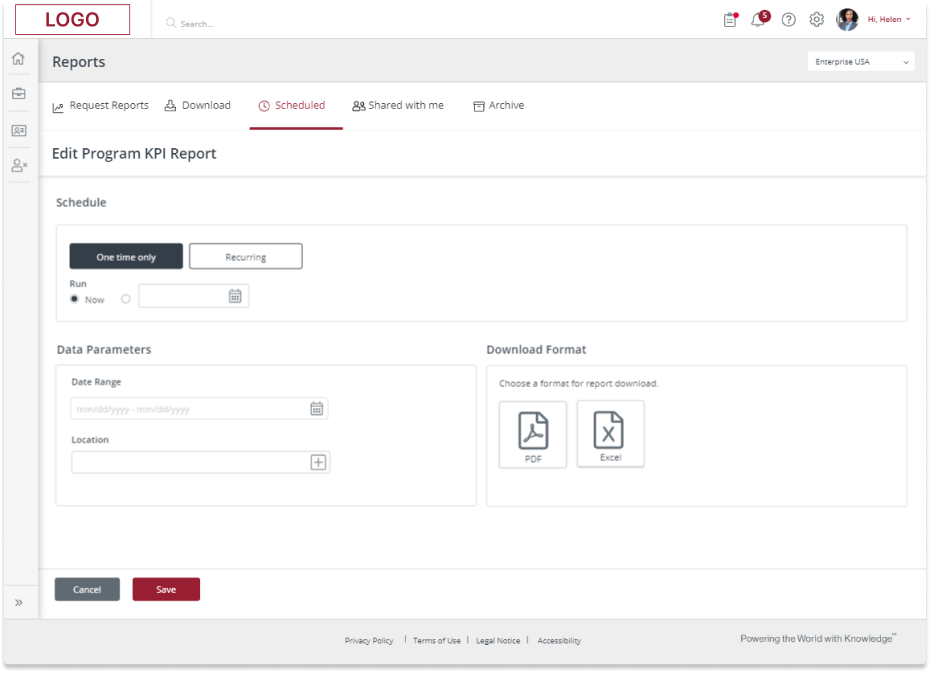Report Center Schedule