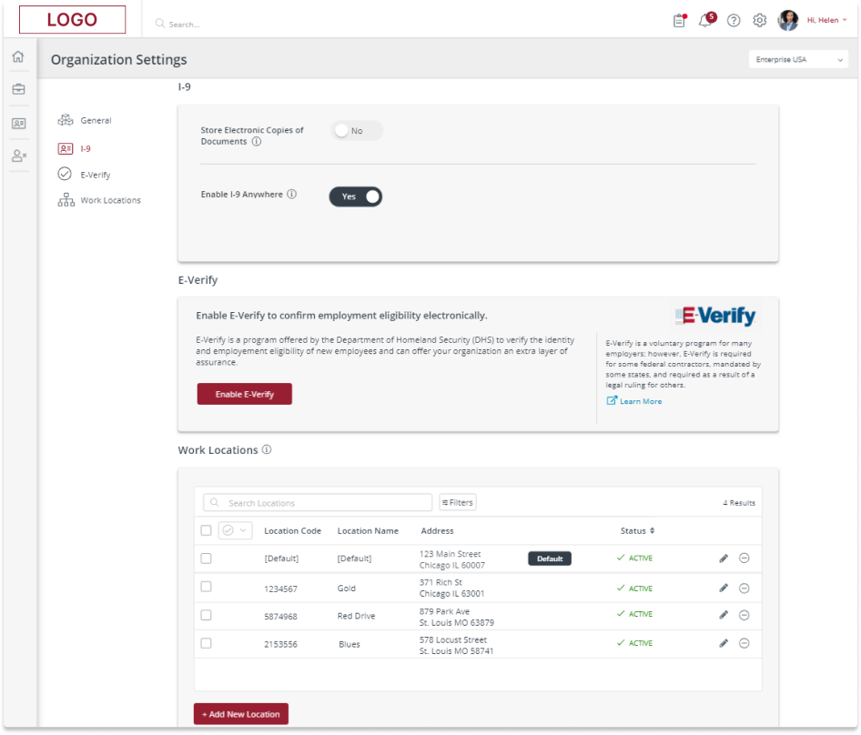 Organization Settings Scroll
